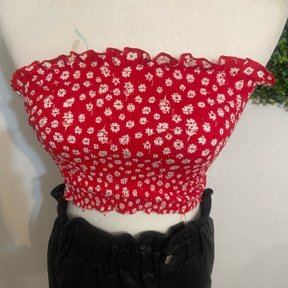 Red frilled top